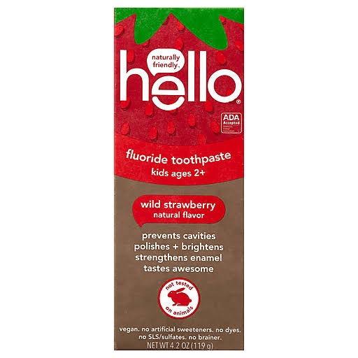 Hello Fluoride Toothpaste, Wild Strawberry, Kids 4.2 Oz
