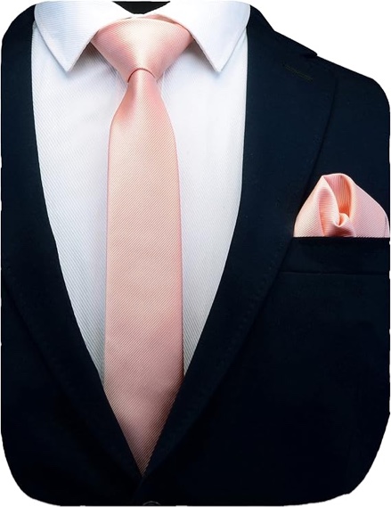 GUSLESON 2.4" Slim Necktie and Handkerchief Set For Men Solid Skinny Tie Set