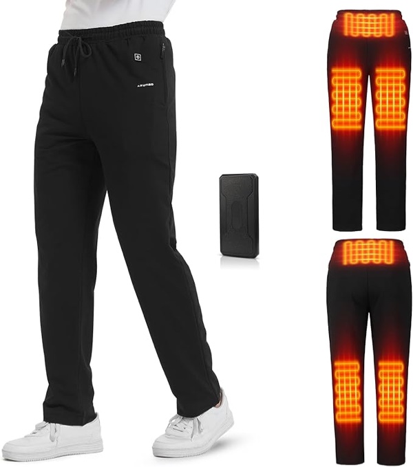 MEXITOP Heated Pants for Men/Women,6pcs Fast Heating Pad,3 Temperature Settings with Battery Pack Black