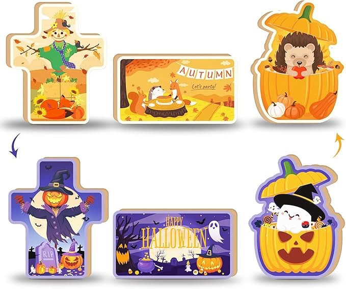 Decorative-Trays Fall Decor Fall Decorations for Home Cute Ghost Halloween Decorations Indoor Fall Tiered Tray Decor Wooden Tiered Tray Decor Table Sign