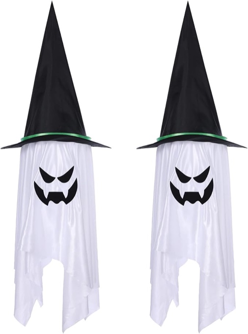Halloween Decorations, witch hats, White ghost Halloween Hangings,Outdoor/Indoor Halloween Decorations home?2 pack?