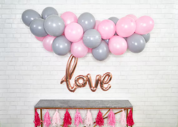 Pink & Gray Customized Balloon Garland