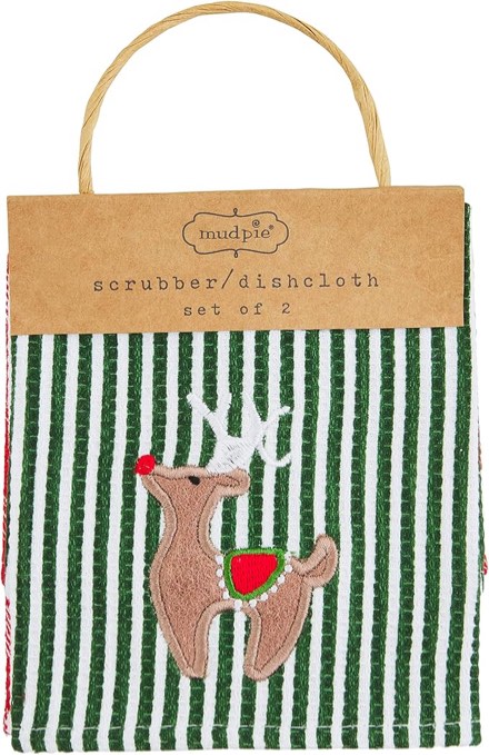 Mud Pie Scurb Cloth Set, Snowman, 10" x10"