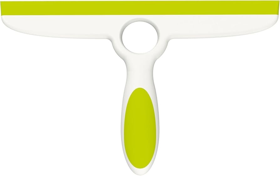 Shower Squeegee for Glass Doors & Tile Walls — 10" Squeegee with Adhesive Hook for Window Cleaning (Pack of 1, Green)