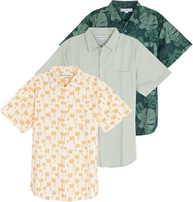 Real Essentials 3 Pack: Men's Regular-Fit Short-Sleeve Poplin Shirt (Available in Big & Tall)