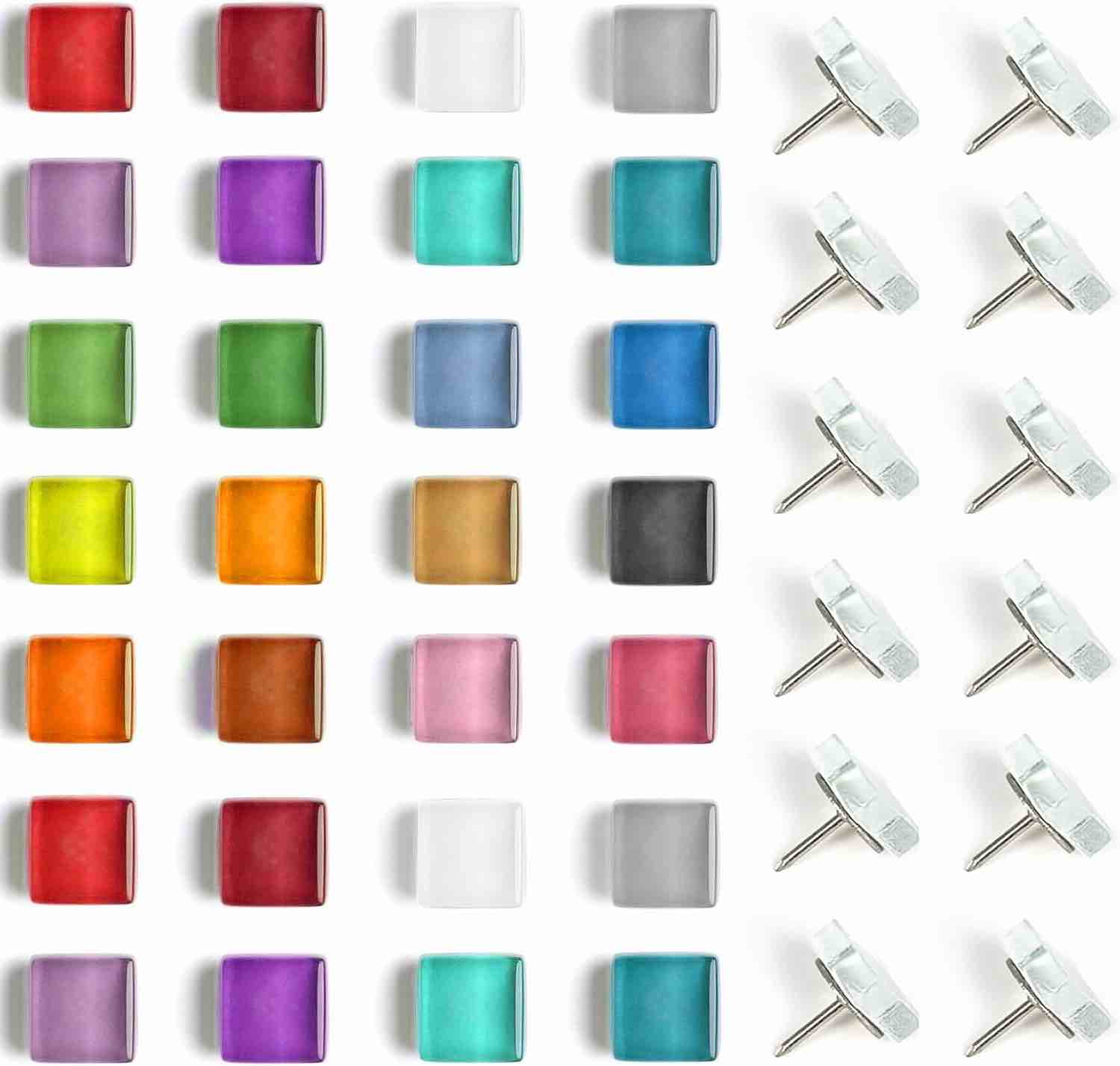 60Pcs Colourful Decorative Pegs, Glass Minimalist Cute Pegs, Cork Board Pegs, Bulletin Board Pegs, Thumbtack Pegs for Cork Boards, Office Tidying or Home Decoration (60Pcs-White)