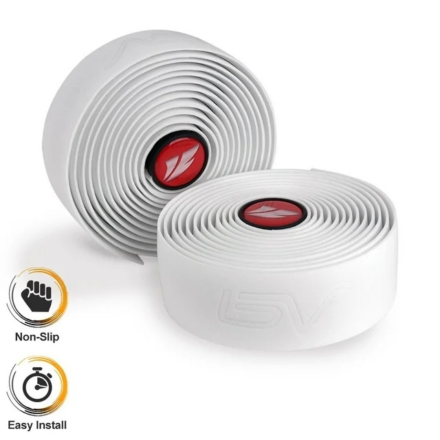 VUNDO Bike Handlebar Tape EVA Bicycle Handlebar Tape 2 Rolls Bike Handlebar Wrap End Plugs Included Bike Bar Tape, White