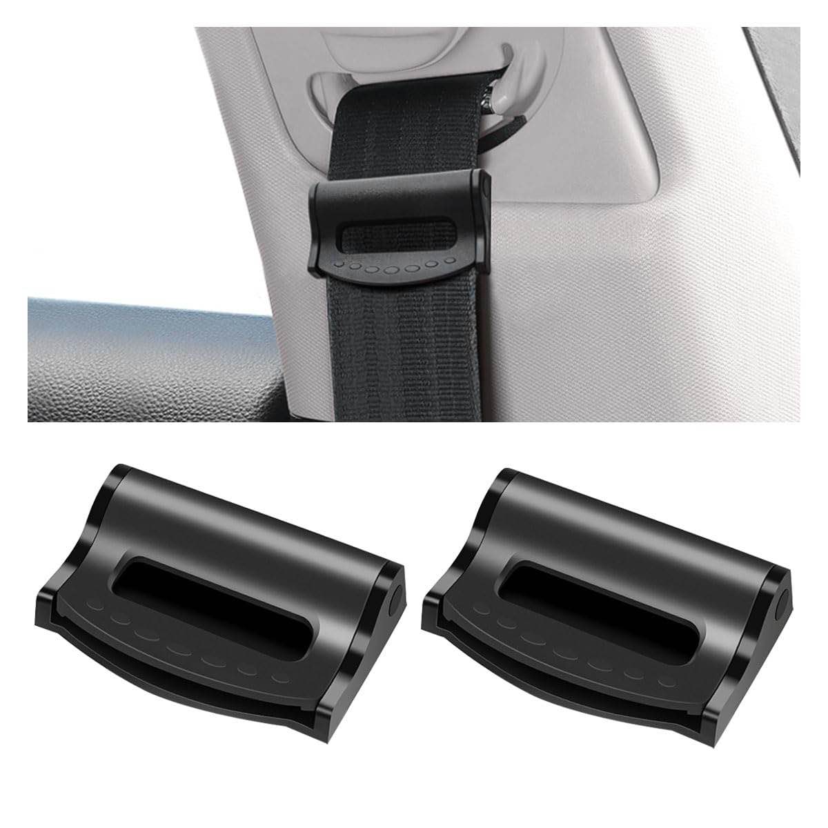 2 Pcs Seatbelt Adjuster, Comfort Car Shoulder Seat Belt Clip, Seat Belt Adjuster for Adults (Black)