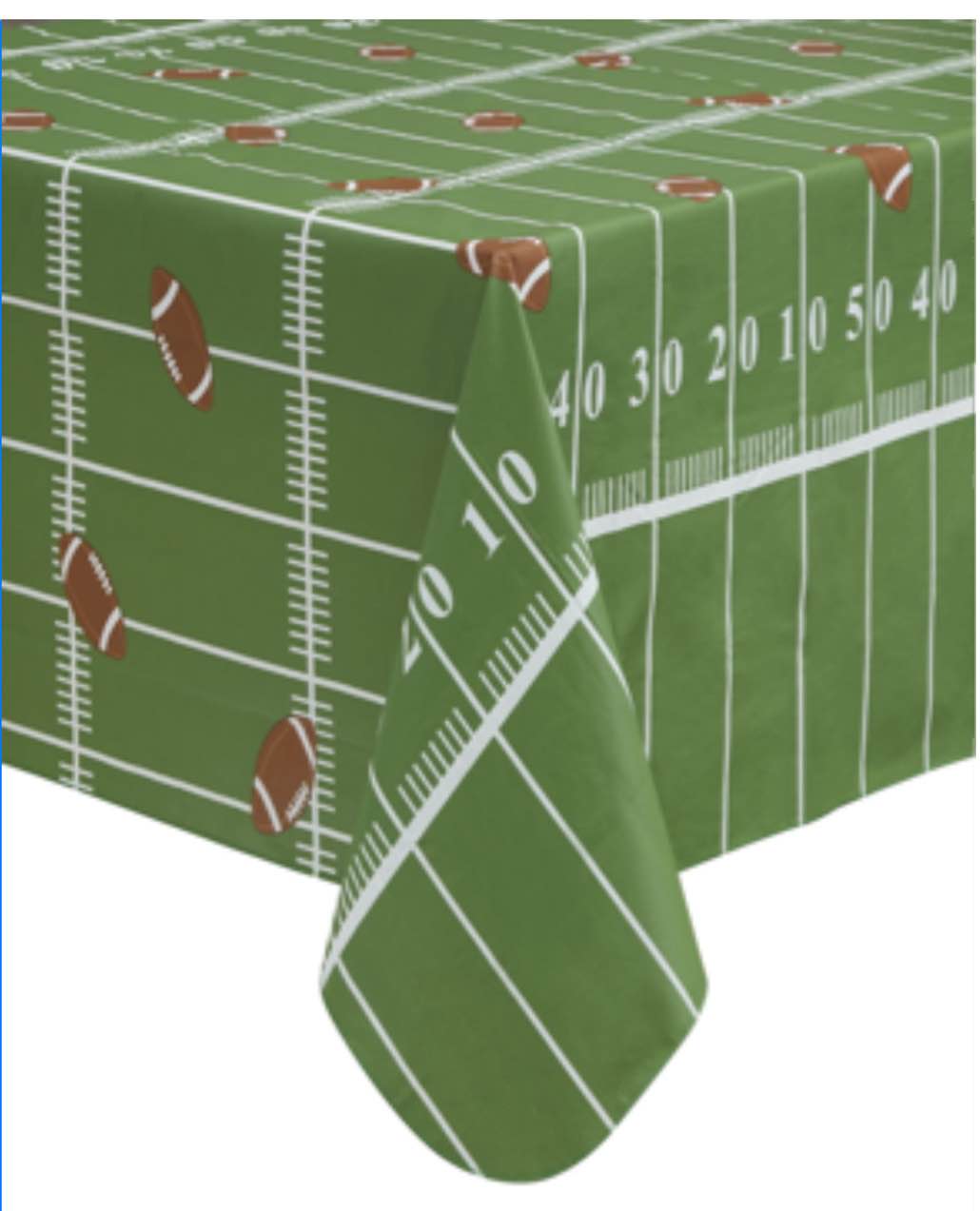 SARAFLORA Football Tablecloth Reusable Football Field Table Cloth- Rectangle 60x84 Inch -Stain and Water Resistant Table Cover for Super Bowl Decorations/Party Supplies/Sports Game/Banquet, 130GSM