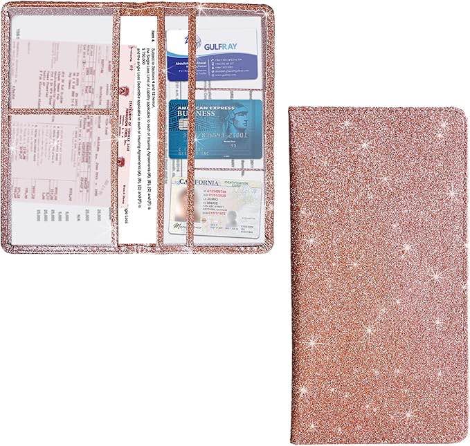 Kewucn Car Registration and Insurance Holder, Leather Auto Glove Box Organizer, Vehicle Compartment Accessories Case for Cards, Driver License & Essential Documents