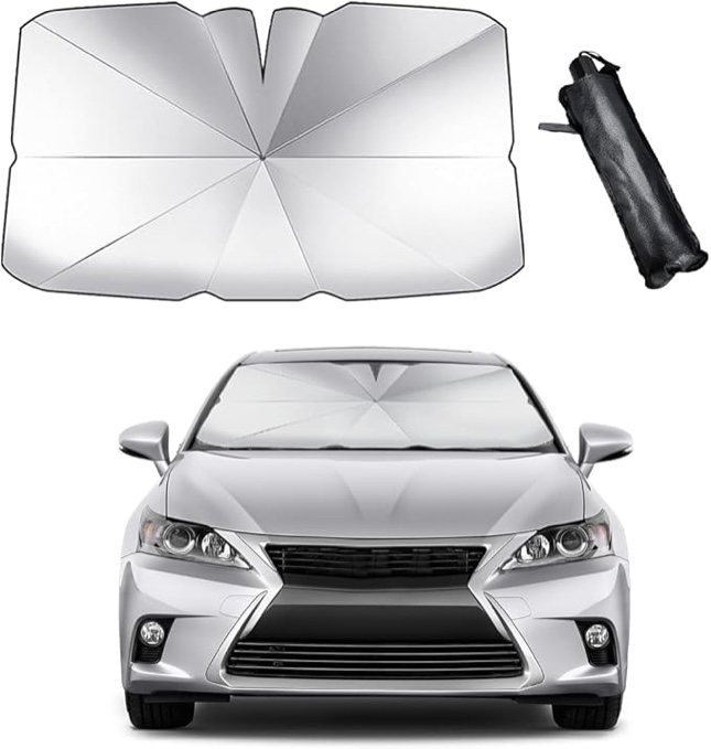 Car Windshield Sunshade Umbrella, Foldable Auto Windscreen Sun Shade Covers for Heat Protection Block UV Rays, Front Window Sun Visor Protector for Car SUV, Car Accessories (49.2×25.6 inches)