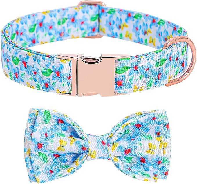 Bowtie Dog Collar, Love Dog Collars with Detachable Bow and Metal Buckle, Adjustable Collar Gifts for Small Medium Large and Girl Boy Dogs