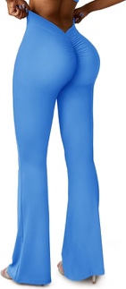 (Size M) SEASUM V Back Workout Flare Leggings for Women High Waist Bell Bottom Wide Leg Bootcut Yoga Pants Do