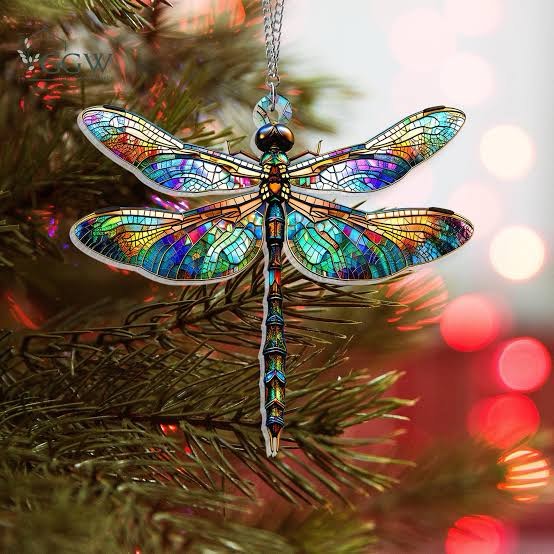 Ushinemi Dragonfly Ornaments for Christmas Tree, Colorful Dragonfly Keepsake Gifts for Mom, Grandma, Women, Girls