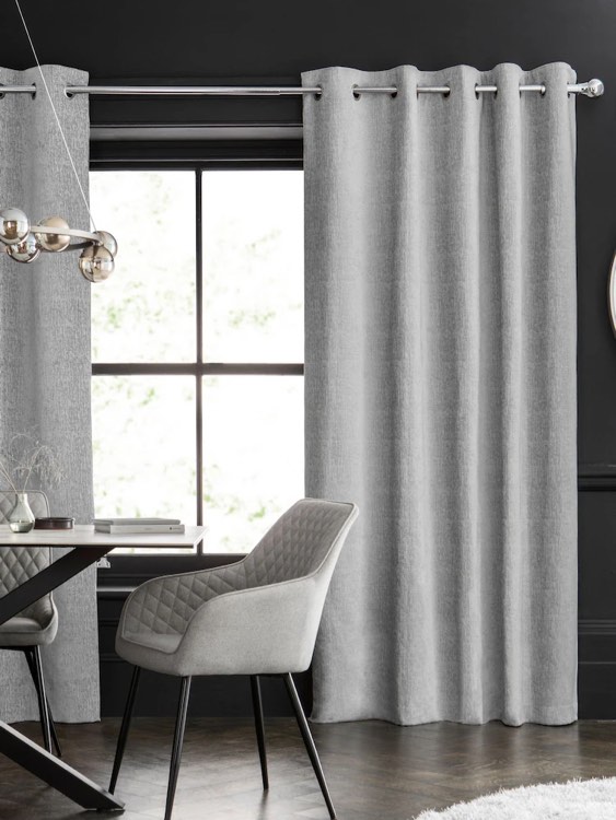 Grey Linen Back Tab Curtain Panel