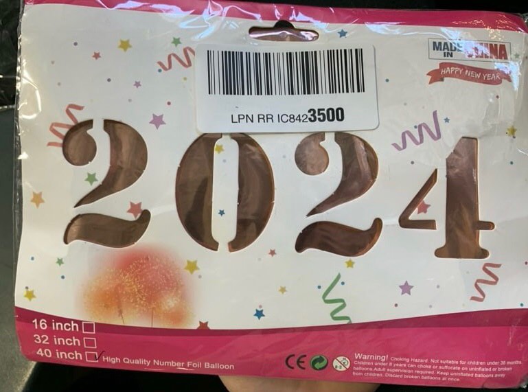 Foil Balloon" for "Happy New Year 2024"