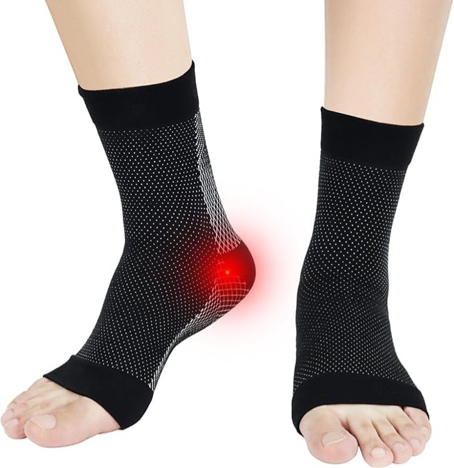 Neuropathy Socks for Women and Men, Ankle Compression Sleeve, Soothe Relief Socks for Neuropathy Pain Relief, Plantar Fasciitis, Foot Swelling Fatigue, Achilles Tendonitis(White&Black, S-M)