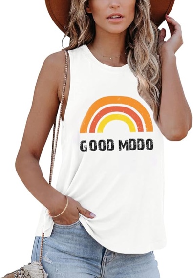 Chriselda Women Graphic Tank Tops Loose Fit Summer Sleeveless Tee Shirts Casual Crew Neck Basic Blouses (XXL)