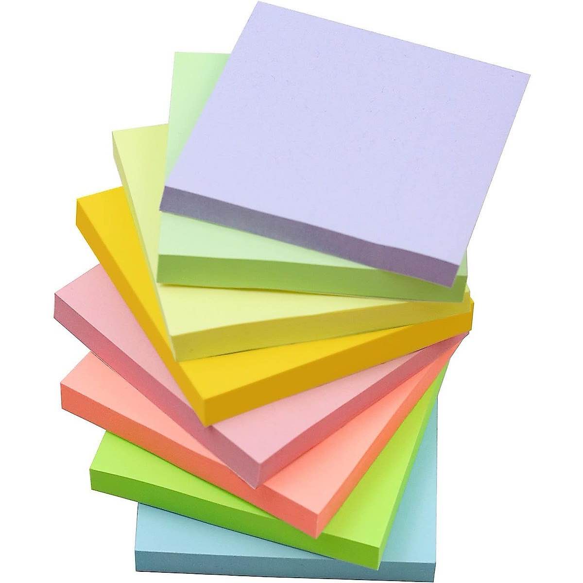 Sticky Notes 3 x 3 in, Pastel Colorful Super Sticking Power Memo Post Stickies Square Sticky Notes for Office, Home, School, Meeting, 83 Sheets/Pad (8 Pads)