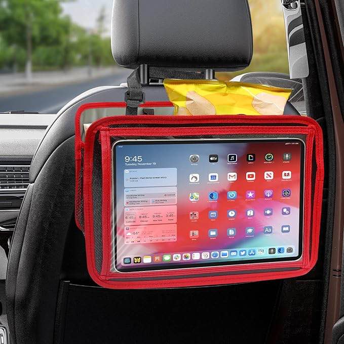 LSJX Foldable Car Can trash Bag, Hanging Backseat Car Organizer and Storage, 11.9L Waterproof Waterproof Car Seat Organizer backseat-Red