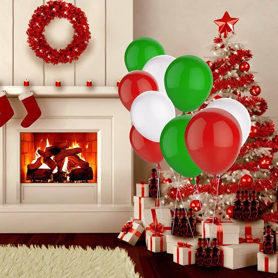 120pcs Christmas Party Balloon 12 Inch White Red and Green Latex Christmas design Balloons for Merry Christmas party Outdoor,Indoor decoration