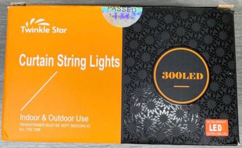 Twinkle Star Window Curtain String Lights 300 LED Outdoor Indoor 6.6'W x 9.9'L