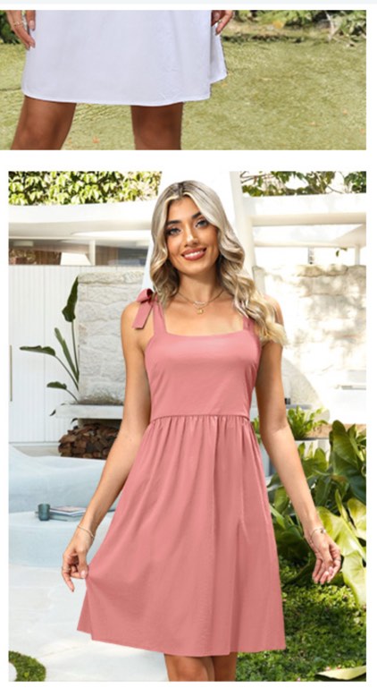 (Size M) Clarisbelle Women Summer Tie Strap Sleeveless Beach Dress