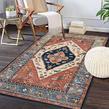 MDXMY Indoor Door Mats for Entryway,4x6 Entryway Rugs Indoor Non Slip Rugs for Entryway Dining Room Rugs for Under Table(Orange Red,4'x6')