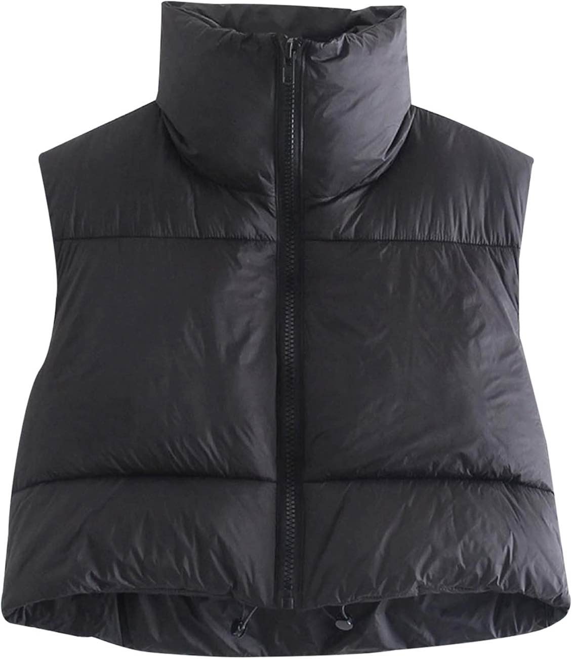 Ainangua Women's Crop Padded Vest Stand Collar Lightweight Sleeveless Puffer Zip Up Gilet Outerwear