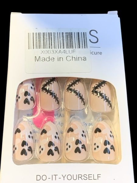 Halloween Press on Nails Short Almond Fake Nails Nude Full Cover Glue on Nails with Black Blood Stains and Cute Ghost Pattern Glossy Stick on Nails for Women and Girls Halloween DIY Nail Art