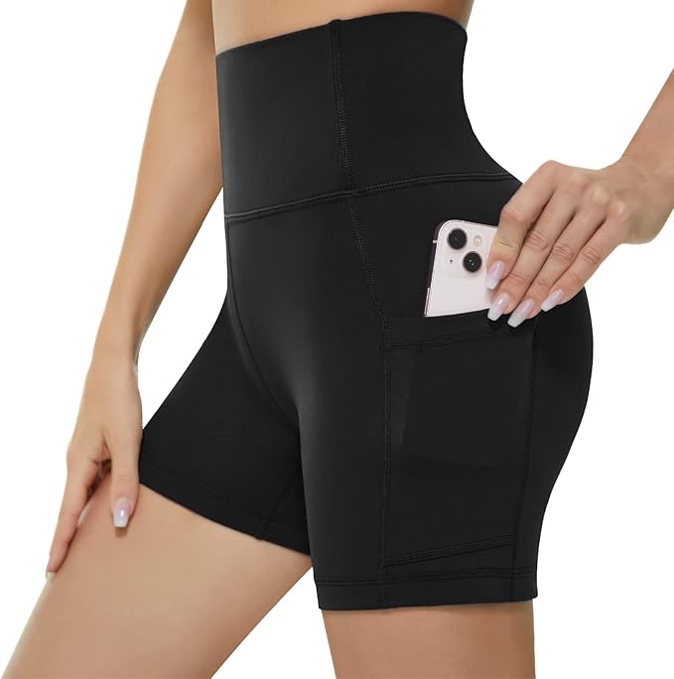 KKB Women's 8" 5" High Waist Active Wear Shorts Yoga Leggings, Tummy Control Workout Shorts Side Pockets Running Pants