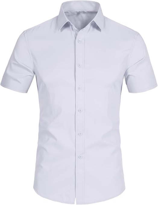 Manwan walk Mens Casual Button Down Shirts Short Sleeve Regular Fit Inner Contrast Dress Shirt