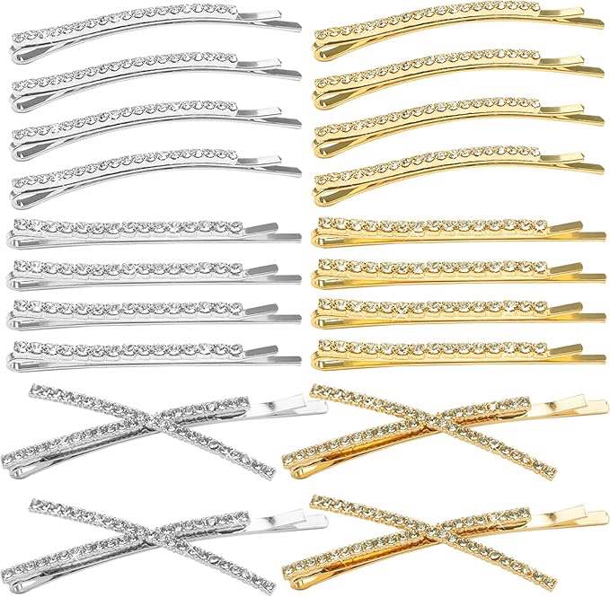 ZGQHZR 20Pcs Metal Rhinestone Hair Pins Rhinestone Bobby Pins Shiny Hair Pin X Shaped Crystal Hair Pins Bling Hair Pins Diamond Bobby Pins for Women,Ladies,Girls,Party,Wedding,Daily Use