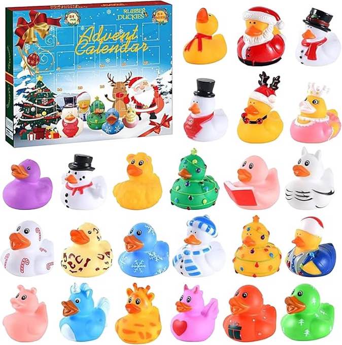 Advent Calendar 2025 Rubber Ducks Toys Advent Calendar for Kids - 24 Days Christmas Countdown Calendar Gifts for Boys, Girls, Kids - Party Favor Gifts