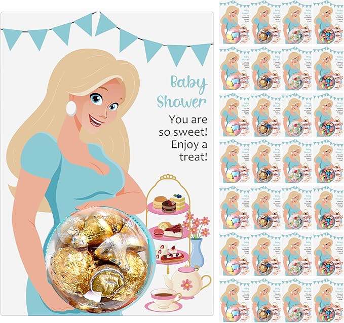 Motiskyy 30 Pack Baby Shower Candy Dome Greeting Card Baby Shower Favors for Guests Gender Reveal Baby Shower Party Pregnant Gift Party Favors(Green,Blond Hair)