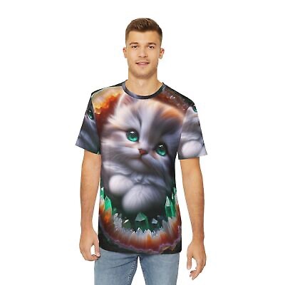 All Over Print T Shirt Kitten Geode Crystals Jungle Fantasy