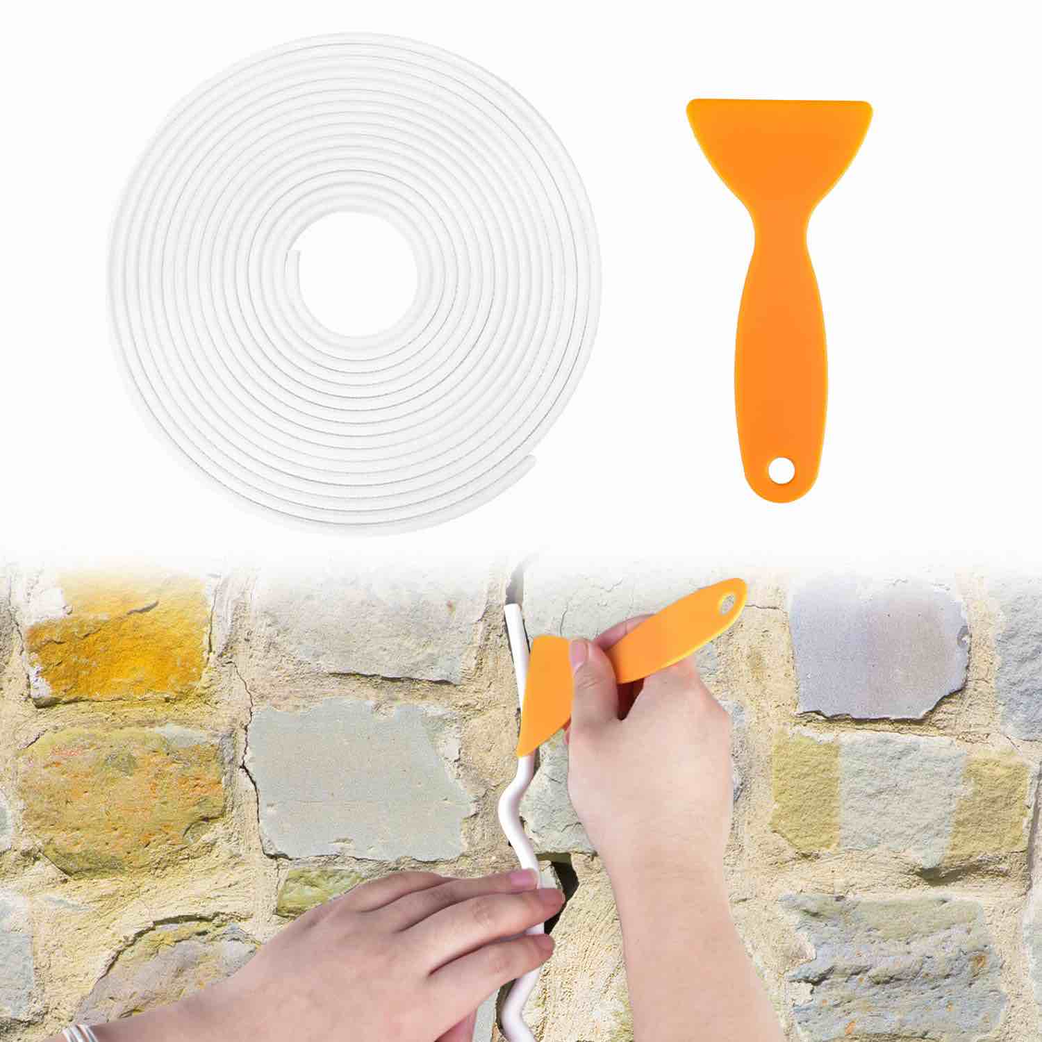 CUALFEC Backer Rod Caulk Saver Backer Rod 1/4 Inch DiameterBacking Rod Concrete Filler Rope for Concrete Joints, Wall Cracks, Driveway and Joint Fillers-16.4 FT with Scraper