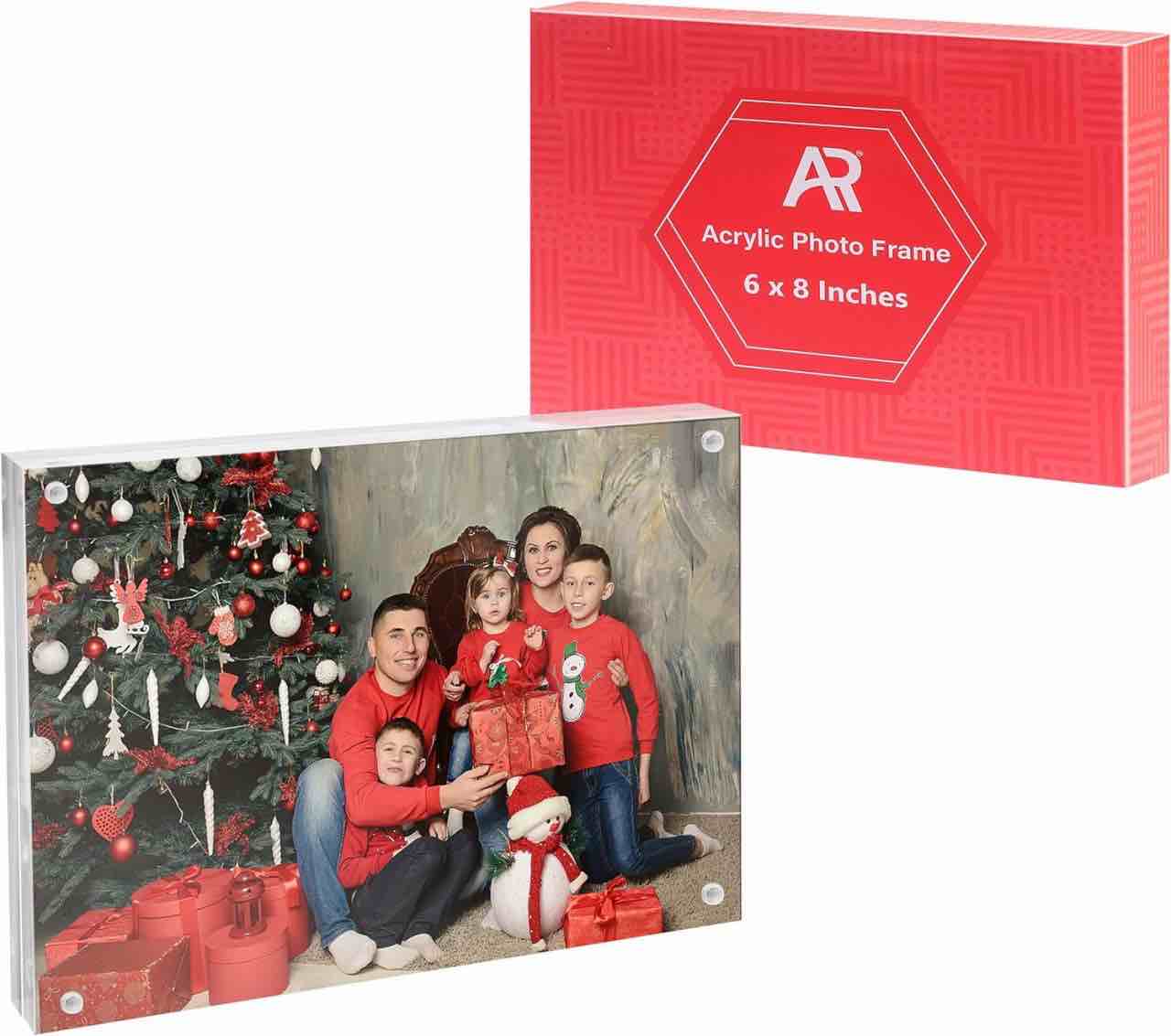 A & R 3 Packs 6 x 8 Acrylic Frames, Magnetic Picture Frame, Double Sided Self Standing Clear Photo F