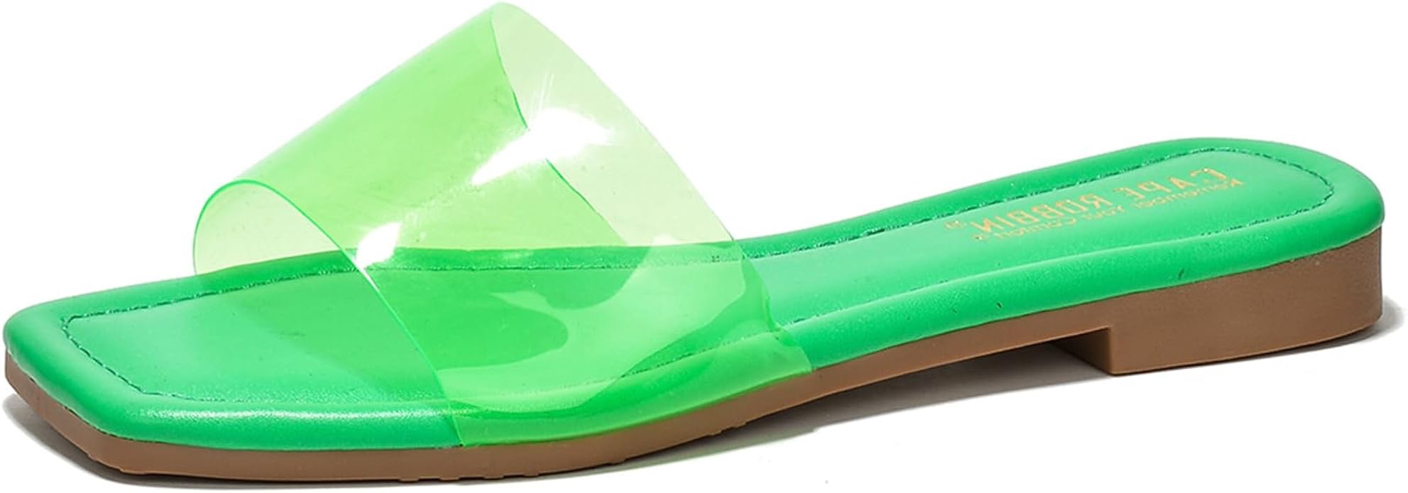 cape robbin mariah transparent sandals slides for women - clear womens mules slip on shoes - green s