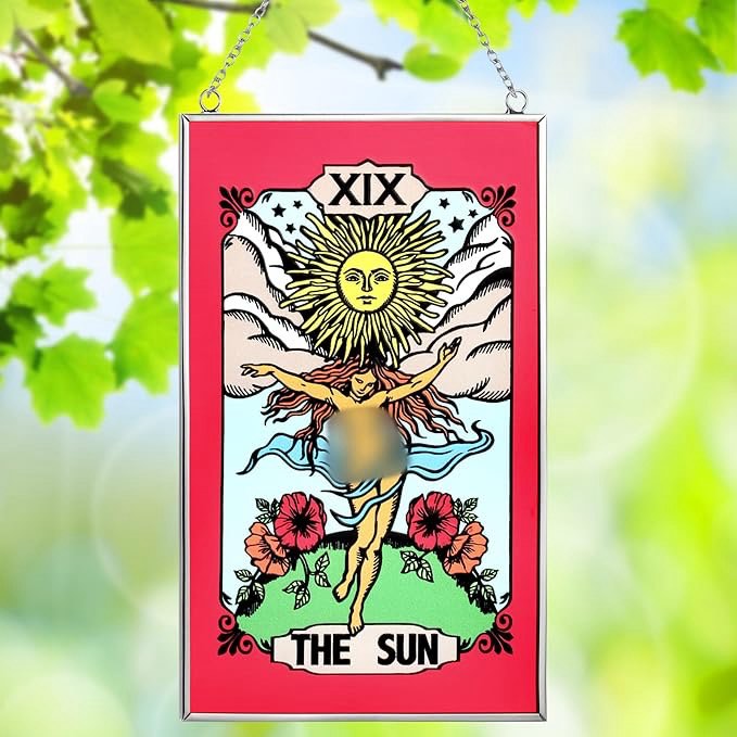 Landical Tarot Stained Glass Window Hangings Glass Suncatcher Witchy Gifts Wiccan Decoration Gift Su