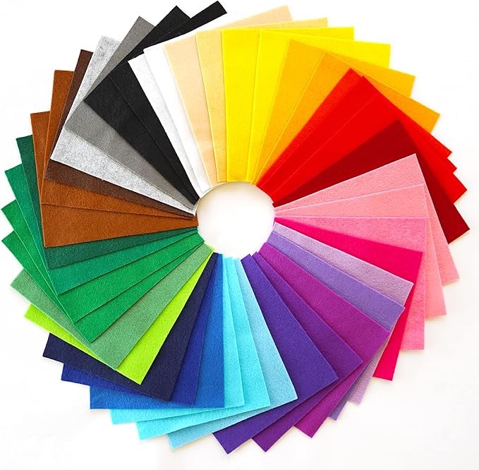 Coloured Felt Fabric Sheets , Fabrics DIY Craftwork Sewing Patchwork, Crafts Assorted Colour Polyester Sheet for Art and Craft