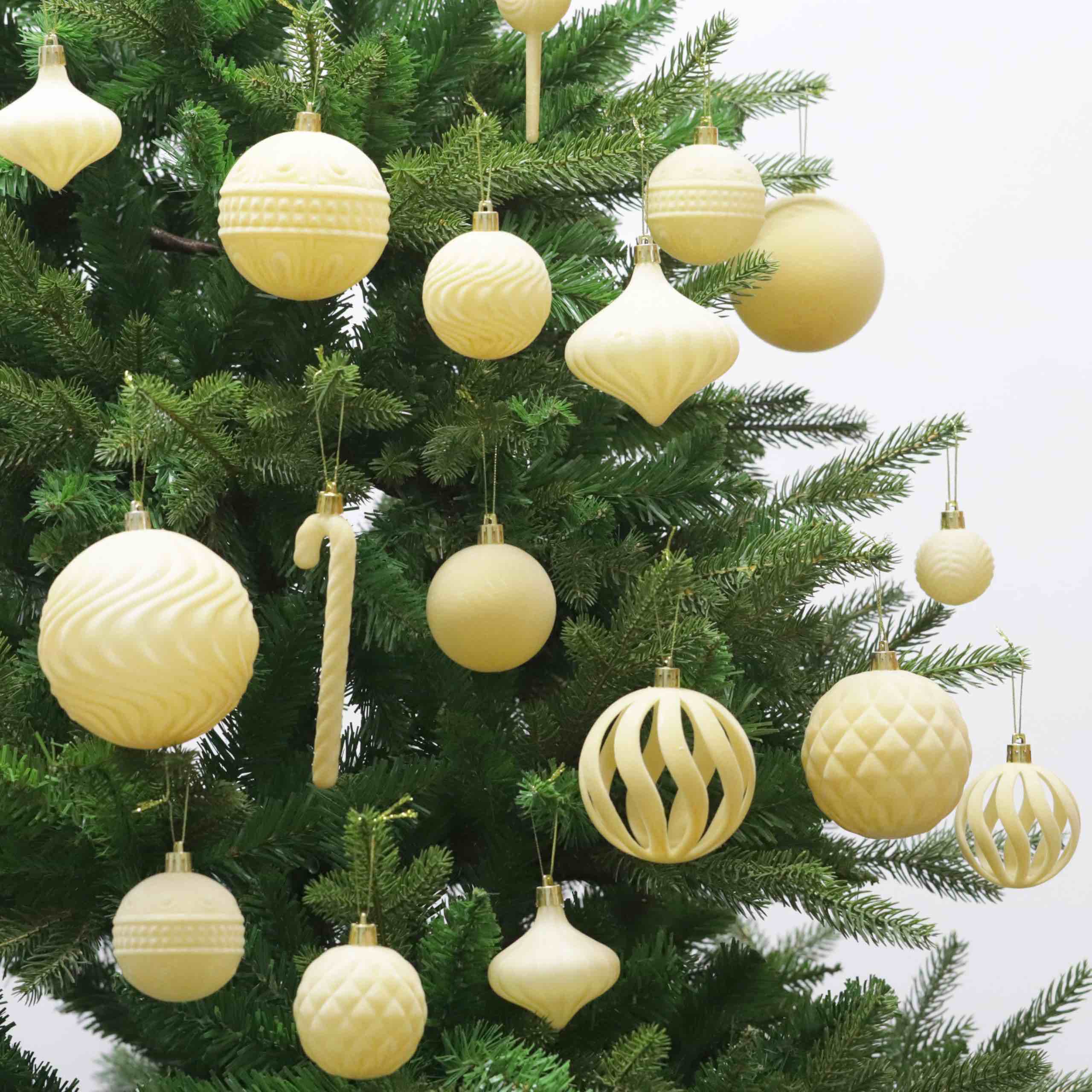Senjie Christmas Tree Ornaments Velvet Balls,36PCS Khaki Flocked Decoration Balls Ornaments Sets for Christmas 2024