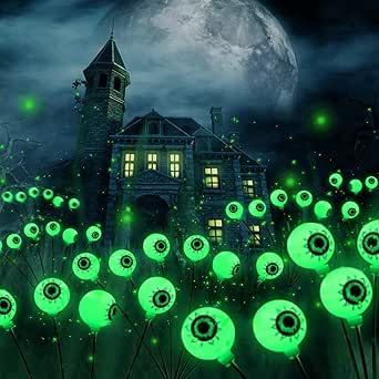 4PACK Scary Eyeballs Solar Garden Lights Halloween Decorations Outdoor for Lawn, Patio, Party Decor(Green)