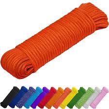 TECEUM Rope – 90 Feet x 1/4 Inch (7mm) – Orange Gray – Strong All-Purpose Utility Rope – Camping, Crafting, Flag Pole, Indoor & Outdoor – Polypropylene Nylon Poly Lightweight Diamond Braided Cord