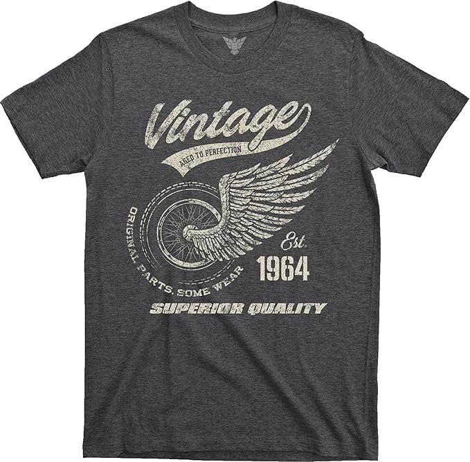 (Size 3XL) GunShowTees 61st Birthday Gift | 1964 Vintage Original Parts | Funny 60s Retro Inspired Graphic Tee Shirt, 3X-Large, Dark Heather