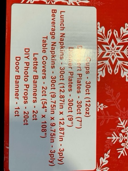 Serves 30 Complete Party Pack Holiday Merry Christmas Theme includes 30 Plates, 30 Cups, Napkins, Ta