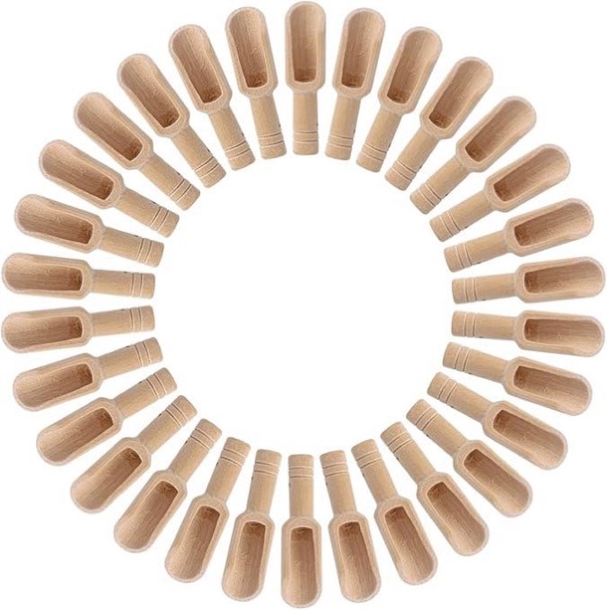HANSGO 66PCS Mini Bamboo Spoons, 3" Mini Bath Salt Spoons Wooden Candy Spoons for Condiments Sugar Washing Powder
