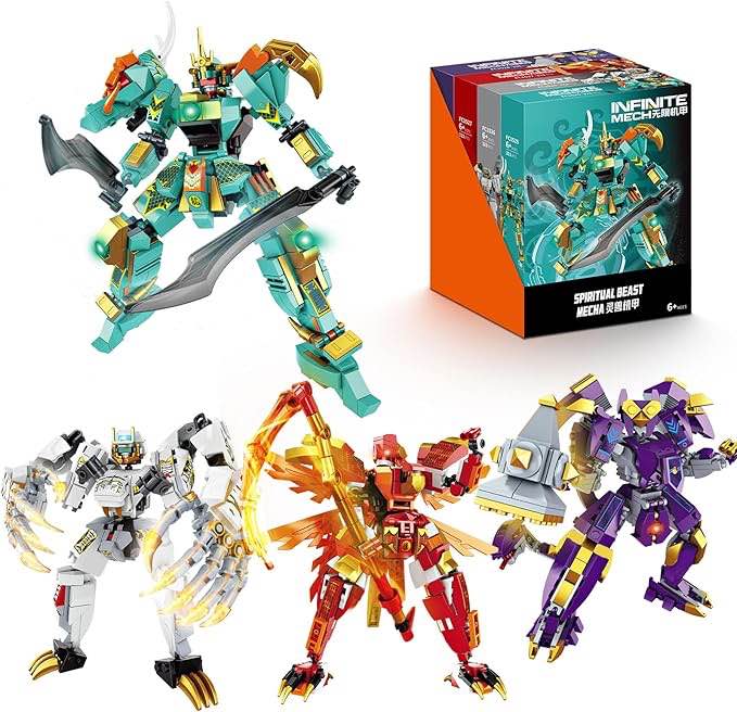 BOIMOES Mech Robot Ninja Toy Building Blocks Set - Mecha Action Figure Toy, STEM Model Kit, Collectible Gifts for Kids Boys Girls Ages 6+ (1263 Pieces)