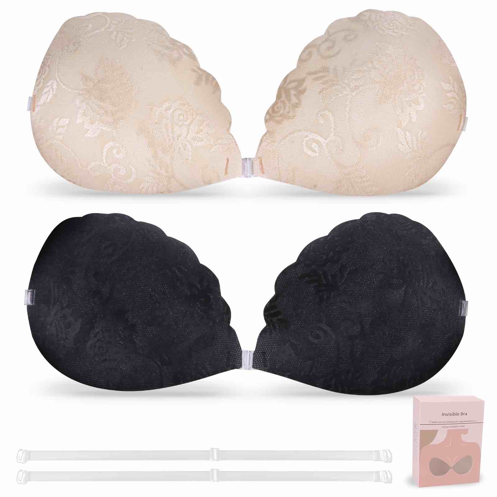 Voeveg 2pc Silicone Sticky Bra Cups for Backless Dress Invisible Strapless Bra Push Up Self Adhesive Breast Pads Sticky