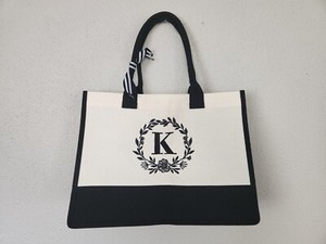 New Initial Canvas Bag Handbag Shoulder Bag Shopping Bag Versatile Trendy Bag Large Capacity for Girl Women - Letter K